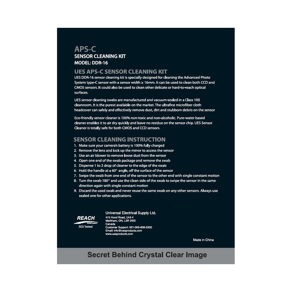 Kit de nettoyage pour capteur UES DDR-16 APS-C (12 tampons de nettoyage pour capteur 16 mm + 15 ml de nettoyant pour capteur)