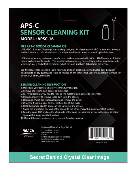 UES APSC-16 APS-C Sensor Cleaning Kit (14pcs 16mm APS-C Sensor Cleaning Swabs + 15ml Sensor Cleaner)